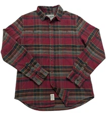 Schott Bros Flannel Shirt Mens Size M Fleece Tartan Plaid Shacket Button Cabin
