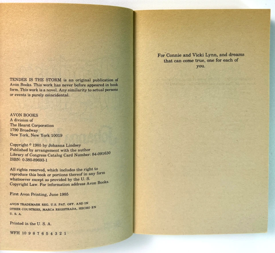 TENDER IS THE STORM Johanna Lindsey (Avon, 1985) FIRST PRINTING Robert McGinnis - Image 4 of 4