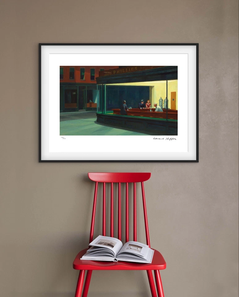 Firmado por Edward Hopper - Nighthawks - Edición limitada - Certificado. Foto 2 de 4