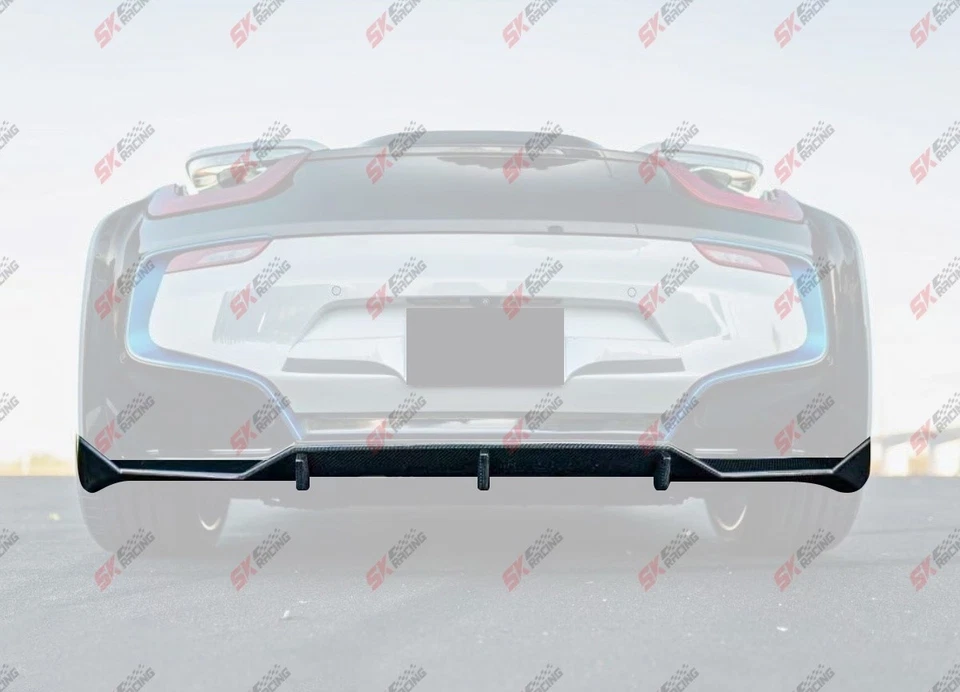 Kits de labios difusores de parachoques trasero de fibra de carbono/negro brillante para BMW i8 2014-2020 Foto 3 de 4