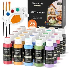 Shuttle Art Acrylic Paint Set, 25 Vintage Colours, 2oz/60ml Bottles, Rich Pig...