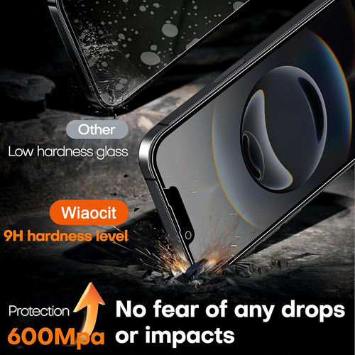 3 Pack Tempered Glass Privacy Screen Protector for Iphone 16E with 3 Pack Camera - Picture 4 of 6