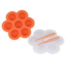 Acorn Baby Orange Food Container Freezer Tray with Thin Lid and 2pk Spoons