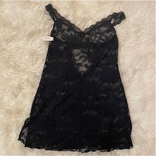 Victoria's Secret S Lace Chemise  Black Floral Mesh Lingerie NWT Slip Camisole