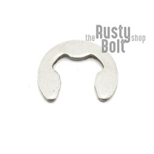 4mm, M4, E Clip, Stainless Steel, Circlip Side Mount, External Retaining Ring