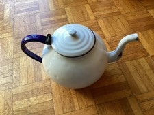 Rare vintage white enamel large tea pot