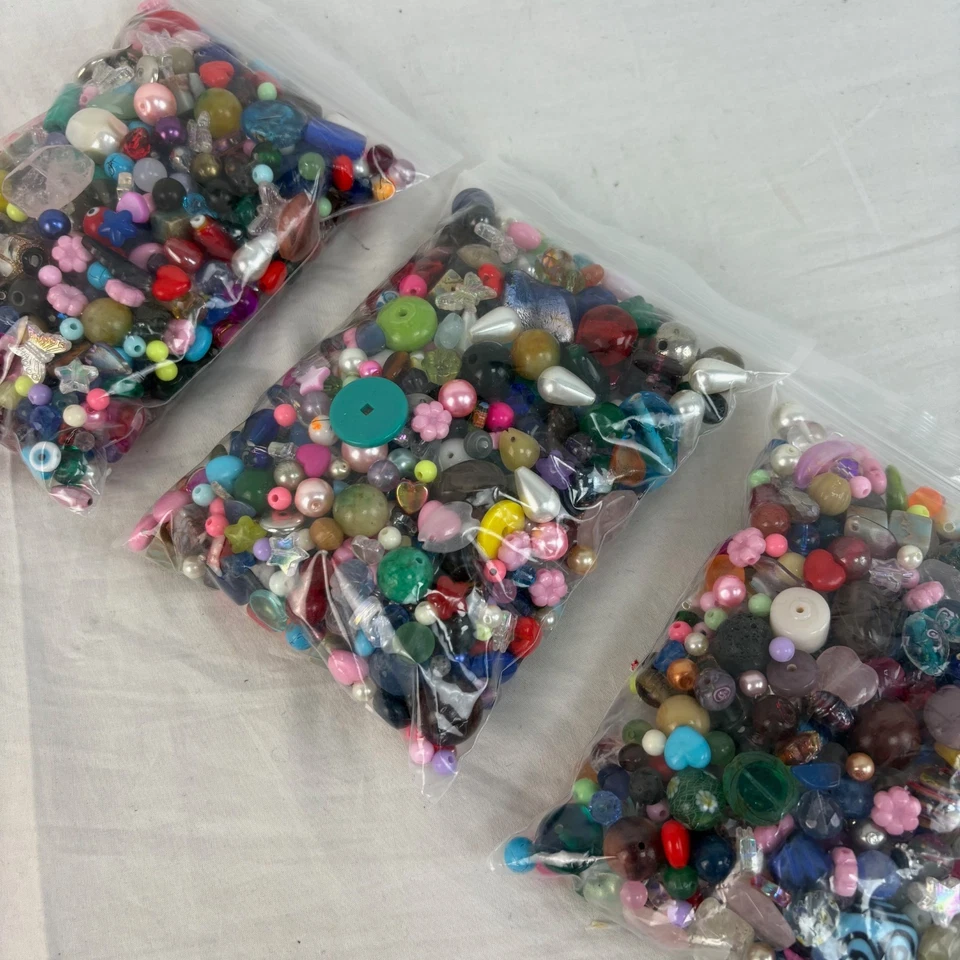 500g Mix Reclaimed Beads Various Sizes Colours Materials Jewellery Making Craft - Image 2 of 4