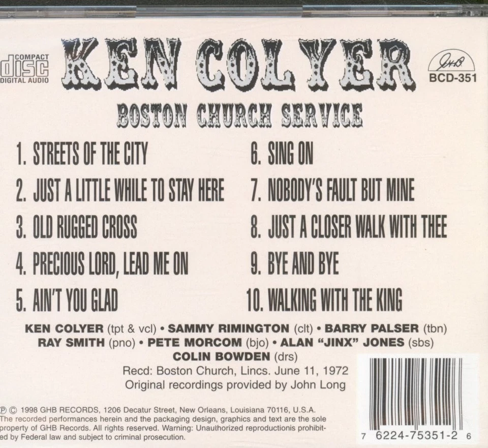 Ken Colyer Boston Church Service CD USA Gbh 1999 BCD351 - Bild 2 von 3