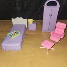 Vintage 1995 Barbie Purple So Much To Do Bedroom Set Toy Doll Furniture Lot