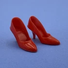 Vintage 1960s  Barbie Red High Heels Closed Pointy Toe Pumps Shoes Japan A27