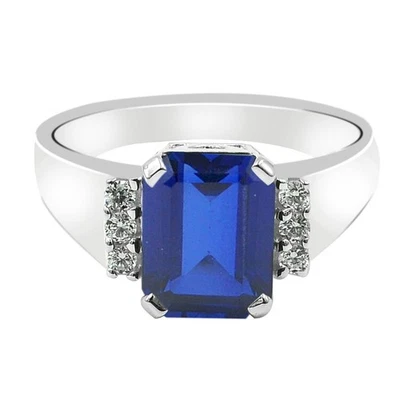 1.30Kts. Natürlich Blau Tansanit IGI Zertifiziert Diamant Ring Im 585er Weißgold - Bild 1 von 4