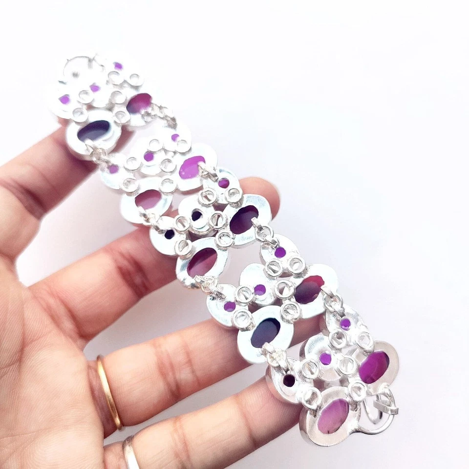 925 Sterling Silber Ametrin & Amethyst Edelstein Handarbeit Schmuck Armreif A... - Bild 3 von 4