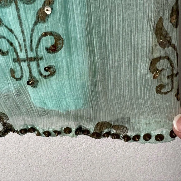 Mini Vestido Estampado Playa con Detalle de Cuentas y Lentejuelas Resortwear Talla Grande Foto 4 de 4