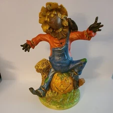 VINTAGE BYRON MOLDS SCARECROW & PUMPKIN  HALLOWEEN FIGURE 12" 