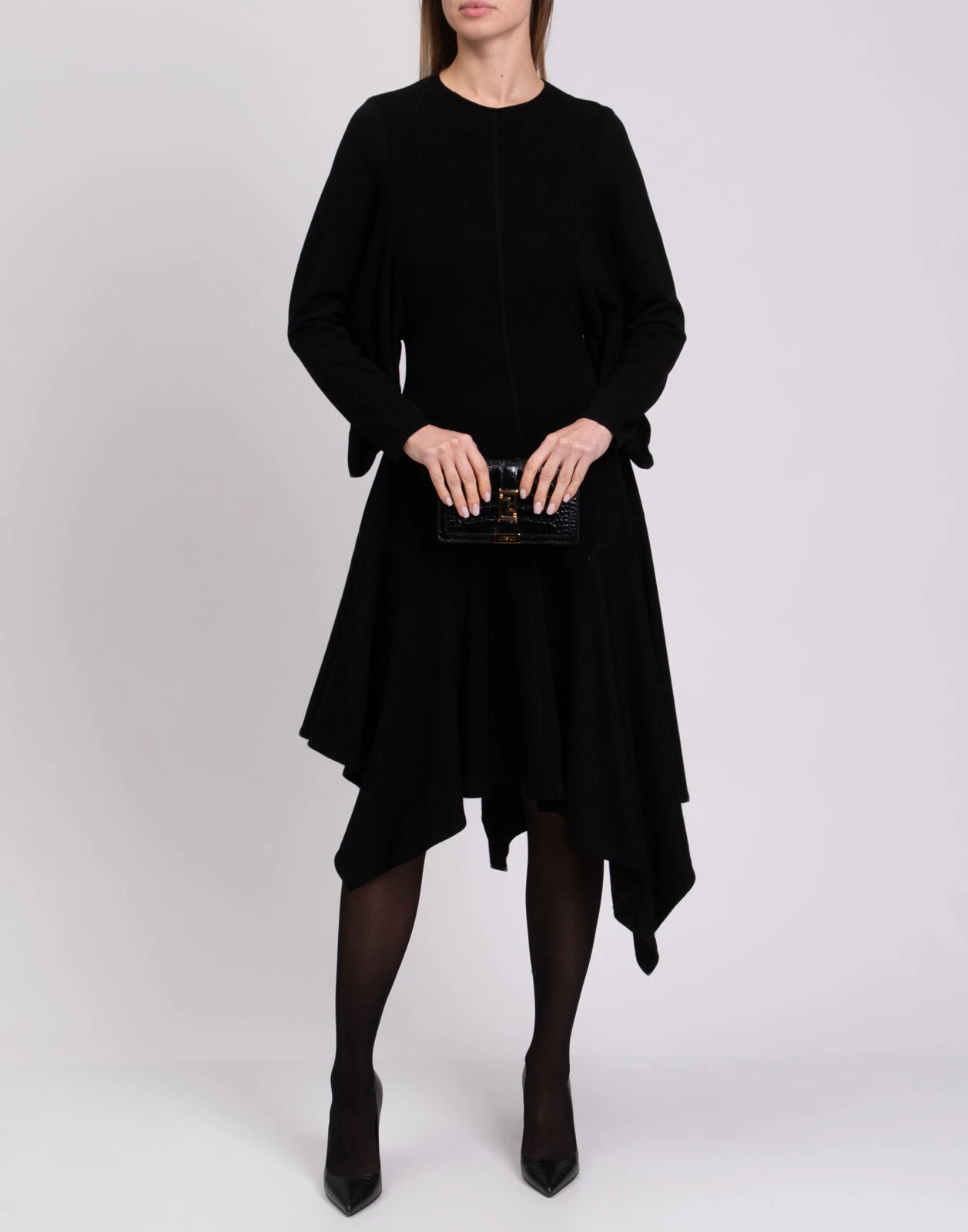 Abito con orlo asimmetrico Loewe RRP€1300 FR38 US6 UK10 M manica drappeggiata Made in France