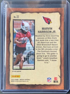 2024 Panini Mosaic Marvin Harrison Jr Notoriety Green Mosaic Prizm
