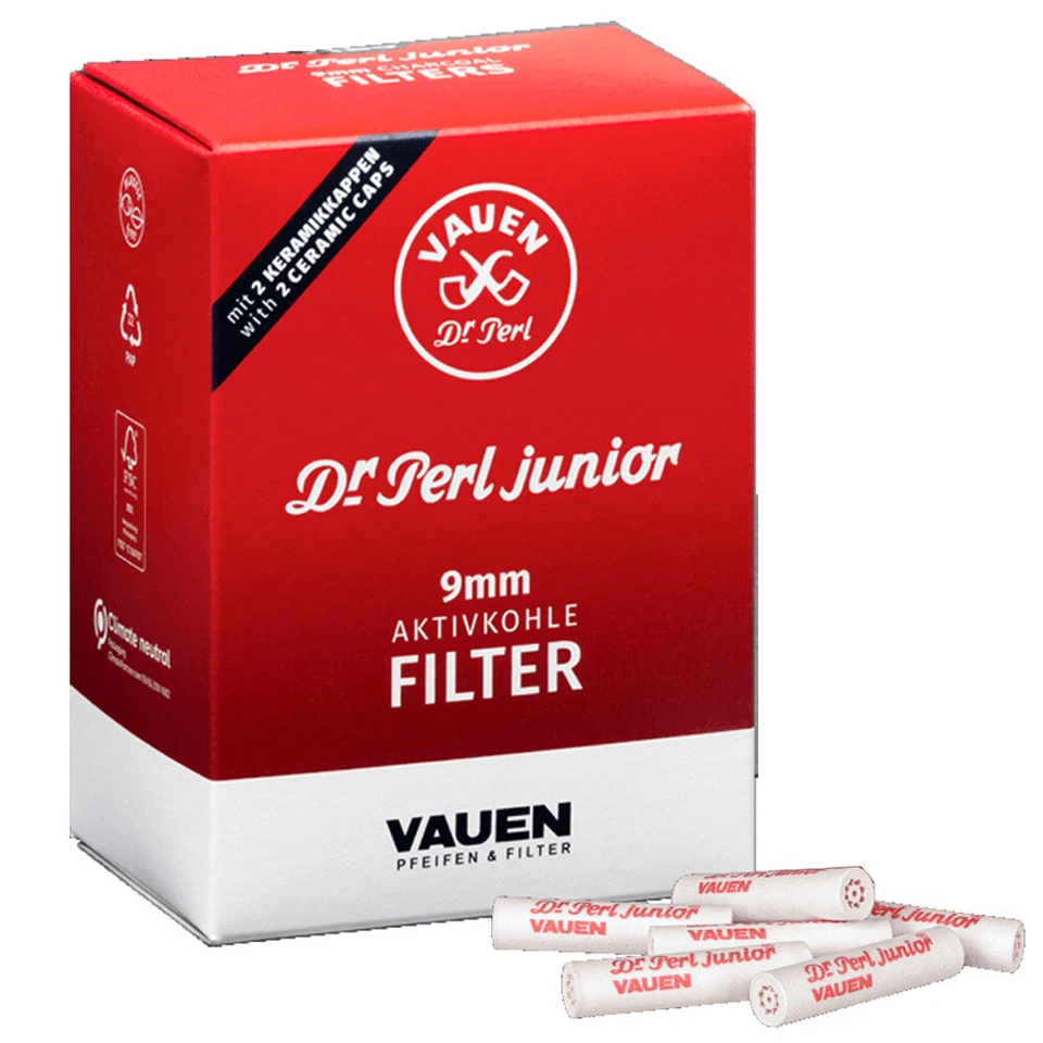 Filtres VAUEN Dr.Perl Junior, Filtre Pipes 9mm Charbon activé/actif, Pipe Filter