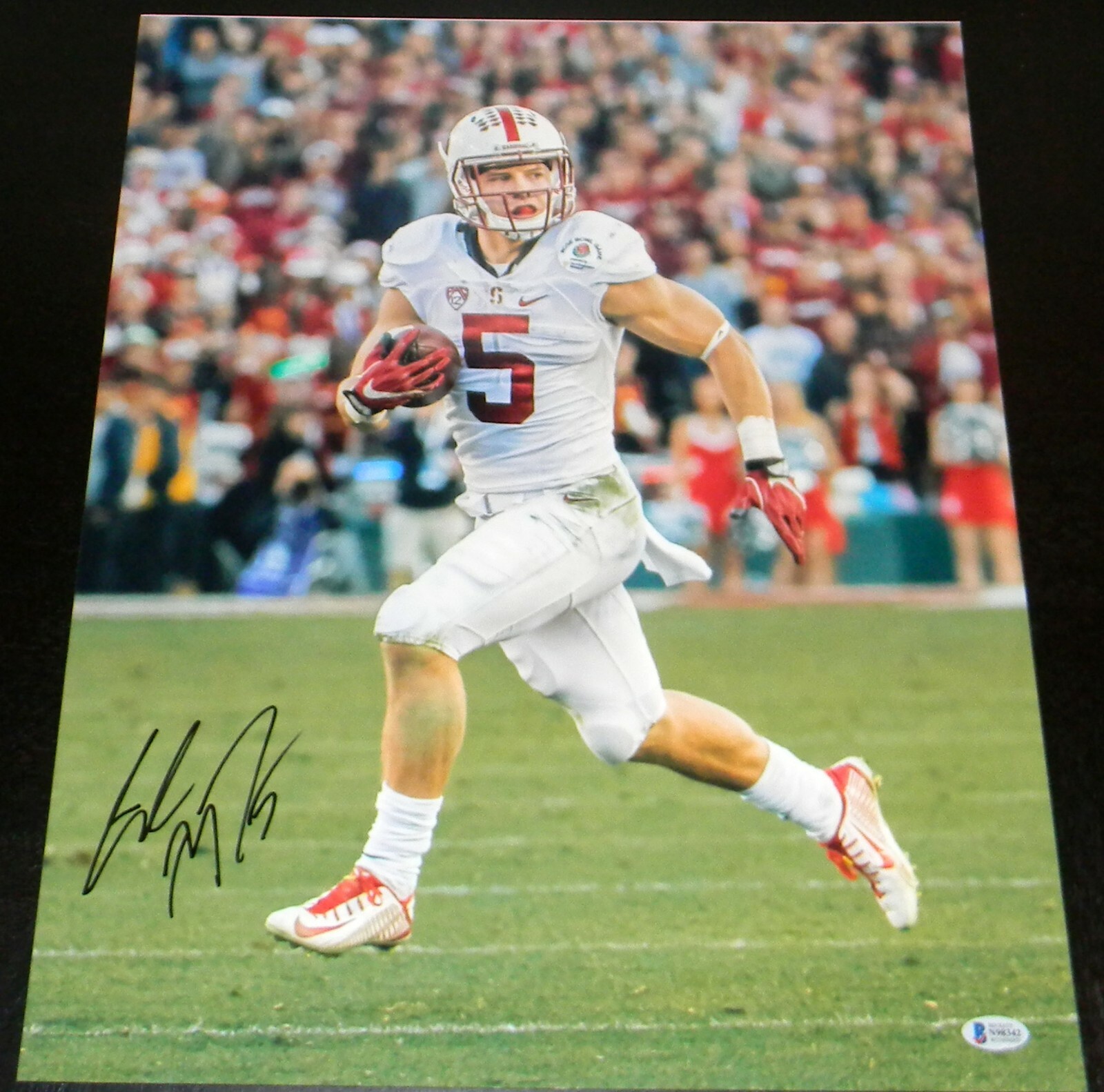 Christian McCaffrey Autographed Signed Stanford Cardinal ROSE BOWL 16x20 PHOTO BECKETT 