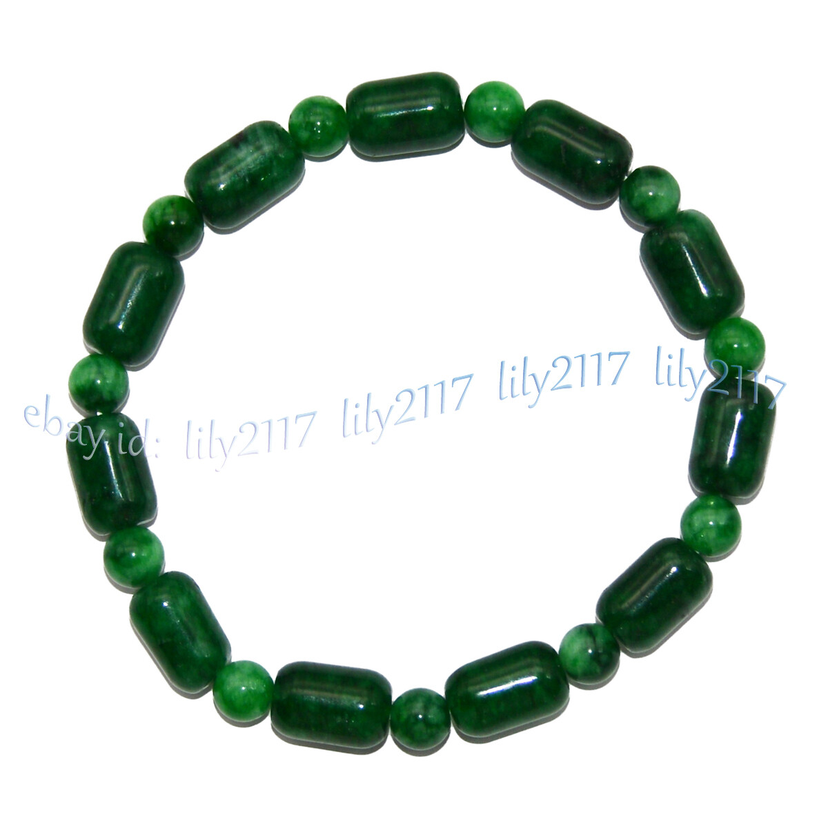 Beautiful Natural 6mm Green Jade 8X12mm Gemstone beads Elastic