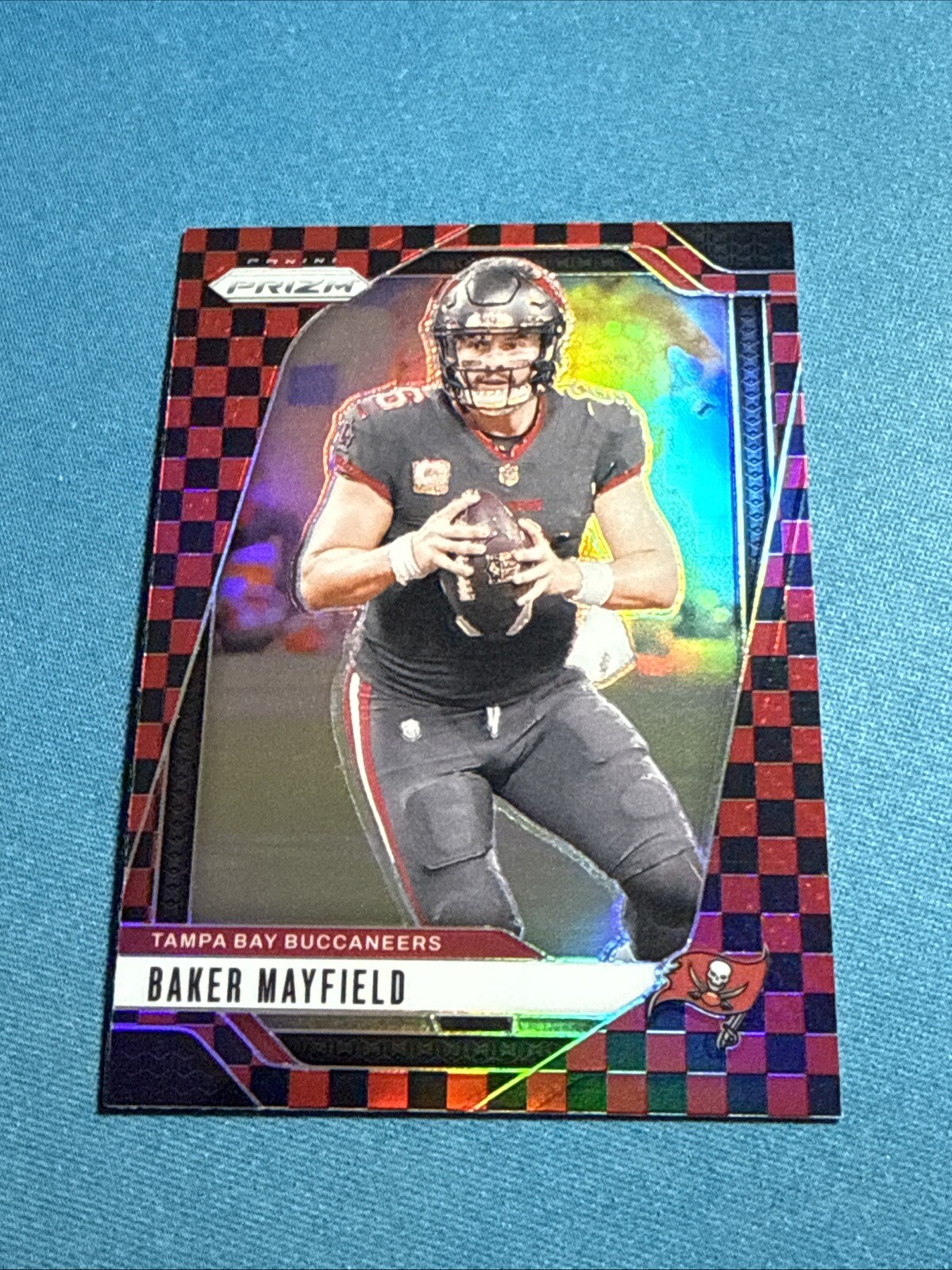 BAKER MAYFIELD 2024 Panini Prizm BLACK AND RED CHECKERBOARD Rare SSP Color Match