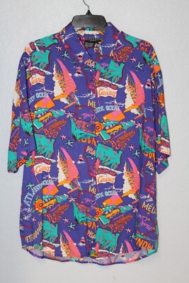 VINTAGE IB Diffusion European Countries Rayon Top Button Shirt Women Size 12