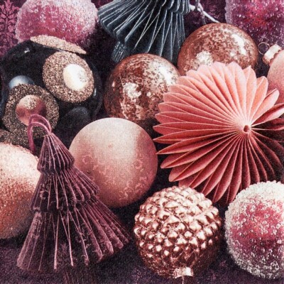20 kleine Cocktailservietten Mauve Baubles Weihnachtsschmuck rosa Deko 25x25cm