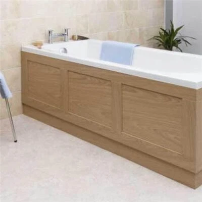 AFFINE Oak Wood Bath Side Panel 1700mm - Side MDF Bathroom Brown Straight Bath