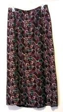 I.N. Studio Maroon Paisley Maxi Back-Slit Skirt Large L