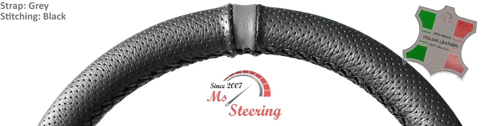 FUR KIA SEPHIA 94-01 PERF LEATHER STEERING WHEEL COVER SELECT STRAP 2 BLACK - Image 4 of 4