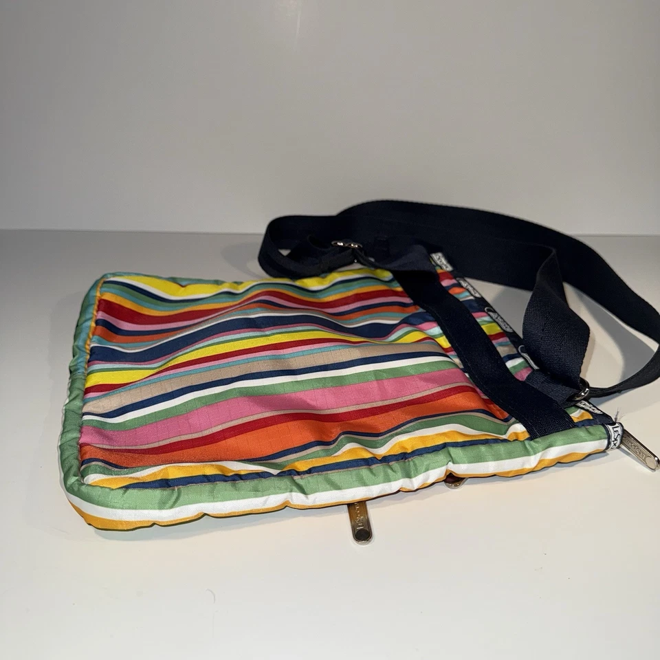 LeSportSac Large 3 Zip Crossbody Messenger Shoulder Bag Bright Rainbow Stripe - Image 4 of 4