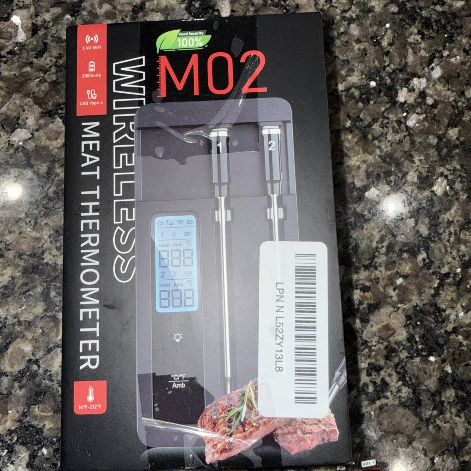 Smart M02 Wireless Digital Meat Thermometer, Smart Alerts, Stainless Steel