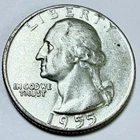 1955 Washington Silver Quarter 90% Silver Circulated Coin #5808