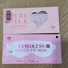 LITBEAR BUNDLE OF silk eye masks 1) Cordless heated, black 2)Pure Silk Pink, NWT