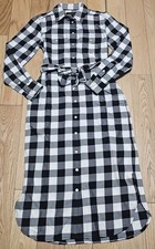 NWOT Lauren Ralph Lauren Black White Check Cotton Belted Twill Shirt Dress Sz 0