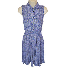 Kate Spade New York Women's Sleeveless Dress Small Blue Petal Print Fit Flare