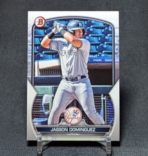 Jasson Dominguez Prospect Rookie RC 2023 Bowman Card #BP-18 New York Yankees. rookie card picture