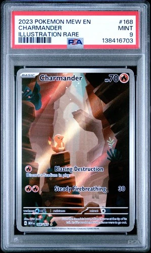 2023 POKEMON MEW EN-151 ILLUSTRATION RARE #168 CHARMANDER PSA 9