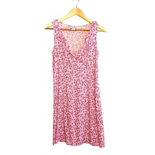 Ann Taylor Loft Vintage Pink Floral Ruffle V Neck Sleeveless Feminine Dress 4P