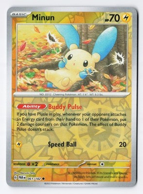 Minun - 061/182 - SV04: Paradox Rift Common REVERSE Holo NM
