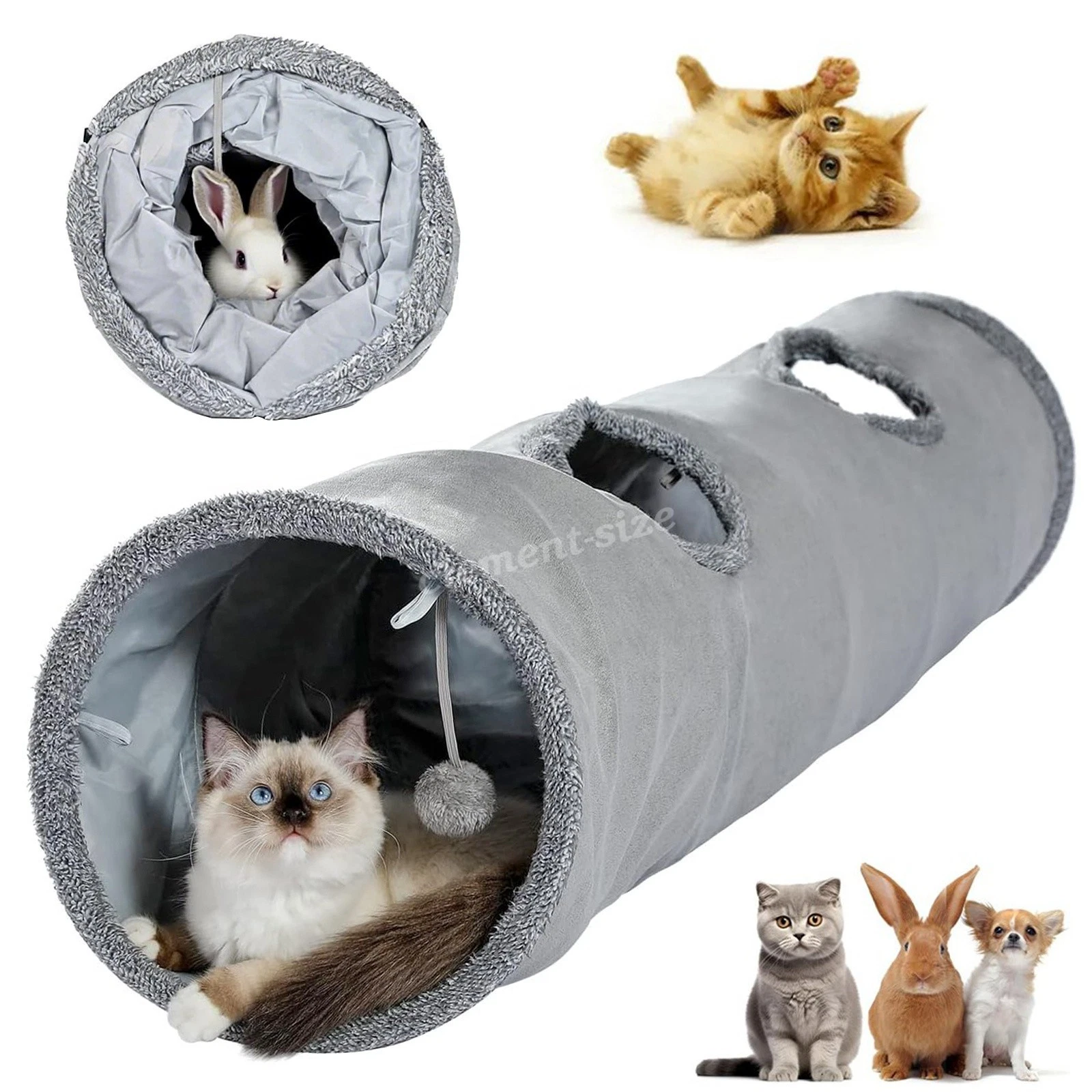 Long Cat Play Tunnel w/ Interactive Ball & Hole Collapsible Suede Crinkle Tube
Opens in a new window