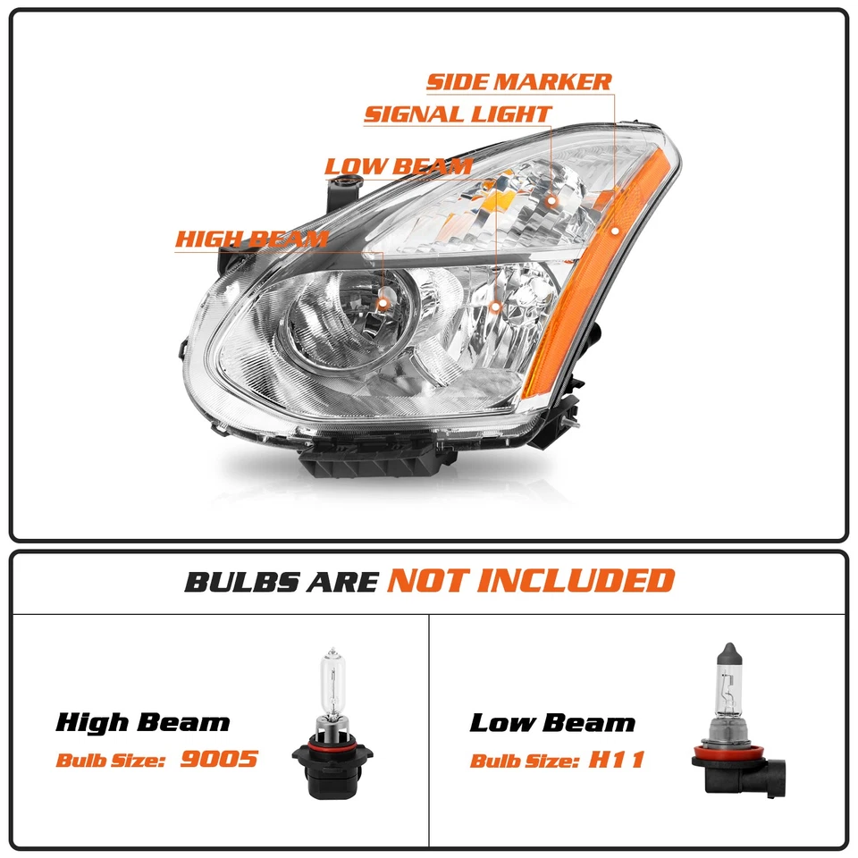 Par de faros halógenos para Nissan Rogue 2008-2013 2014-2015 Rogue Select Foto 2 de 4