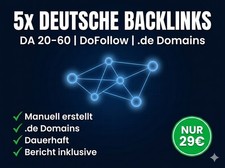 5x Deutsche DoFollow Backlinks DA 20-60 | SEO Linkaufbau manuell | .de Domains