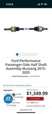 Ford Performance FRD-M-4138MA: 2015-2023 Mustang Shaft Assembly, RIGHT SIDE
