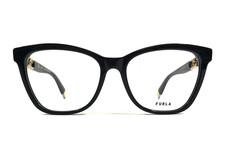 Furla Eyeglasses Frames VFU633 COL.0700 Black Gold Cat Eye Full Rim 53-17-135