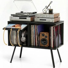 Flip Top Record Player Stand, Large Turntable Stand Holds up to 150 Albums