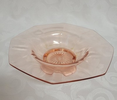 Vtg Imperial Glass Molly Pink Depression Glass Footed Centerpiece Bowl Octagon