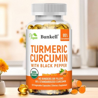 Turmeric Curcumin Supplements Black Pepper Promotes Heart Skin Health 120 Pills