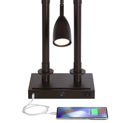 Possini Euro Bishop 26 1/2" Bronze Desk Lamp with USB and Outlet - Picture 3 of 10
