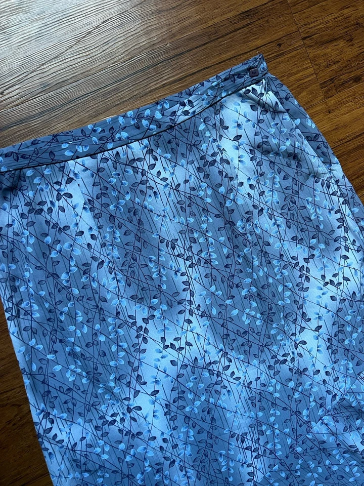 Maxi Falda Vintage Y2K Años 90 14 Azul Floral Largo Acampanado Bruja Hada Gótica Romántica Foto 2 de 4