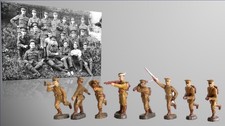 WWI Scarce 1912-1918 Elastolin 10cm lot of 8 English Soldiers in Assault Format